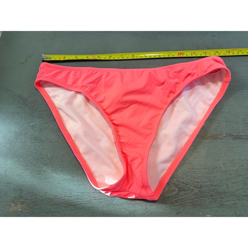 Amavi Neon Coral Pink Bikini Bottom Womens Large Low Rise Hipster Swim Brief